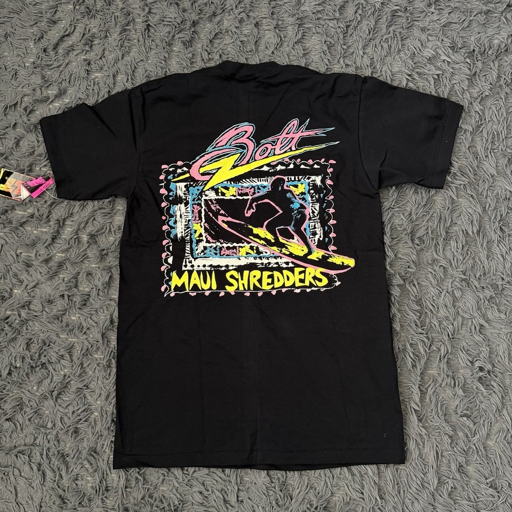 Vintage 80s Lightning Bolt Maui Shredders Fluorescent Shirt Men's Size Large
